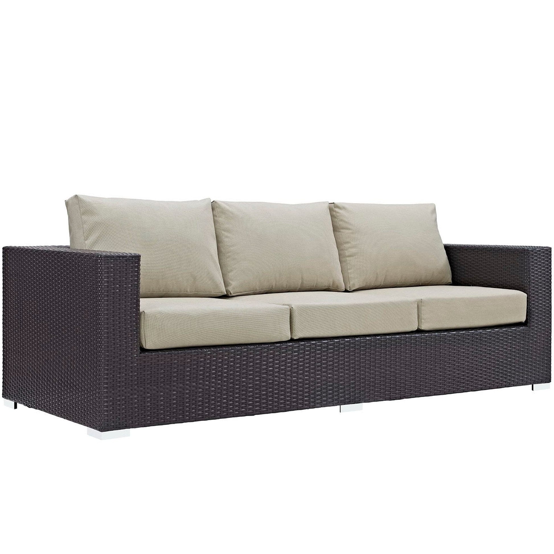 Convene 3 Piece Outdoor Patio Sofa Set in Espresso Beige by Modway (EEI-2178) Conversation Set Modway 