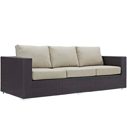 Convene 3 Piece Outdoor Patio Sofa Set in Espresso Beige by Modway (EEI-2178) Conversation Set Modway 