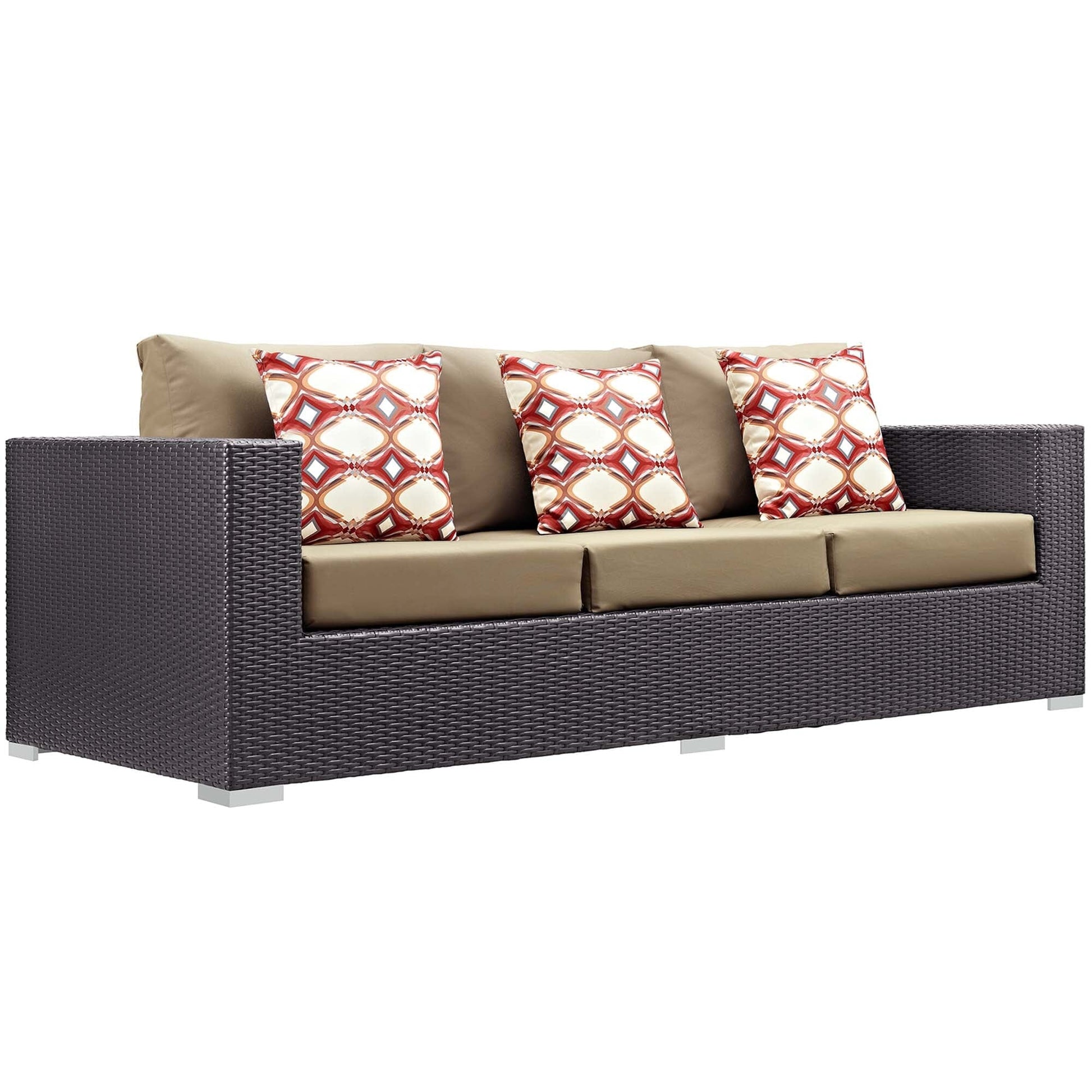 Convene 3 Piece Outdoor Patio Sofa Set in Espresso Mocha by Modway (EEI-2364) Conversation Set Modway 