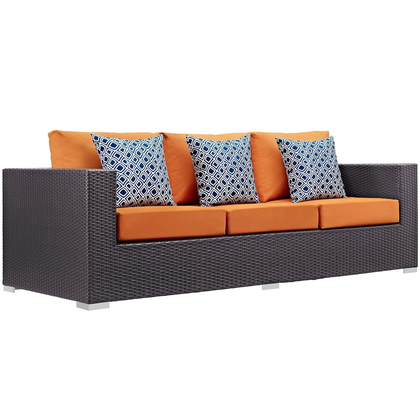 Convene 3 Piece Outdoor Patio Sofa Set in Espresso Orange by Modway (EEI-2364) Conversation Set Modway 