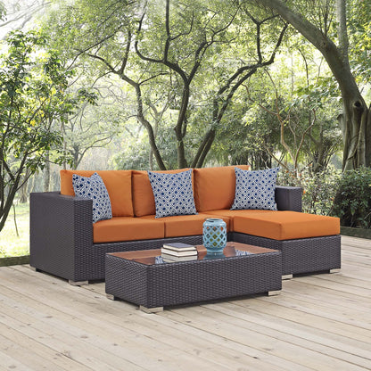 Convene 3 Piece Outdoor Patio Sofa Set in Espresso Orange by Modway (EEI-2364) Conversation Set Modway 