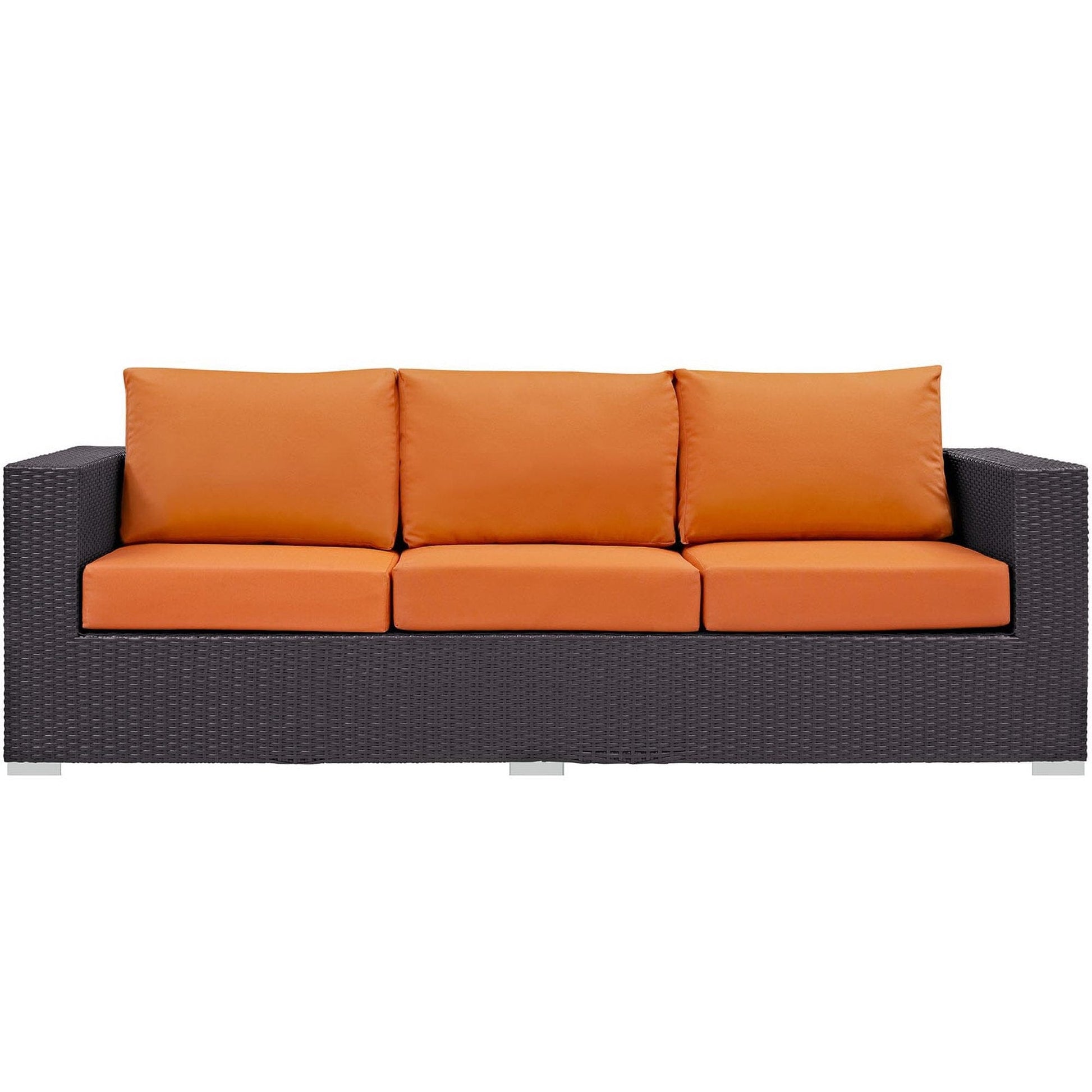 Convene 3 Piece Outdoor Patio Sofa Set in Espresso Orange by Modway (EEI-2364) Conversation Set Modway 