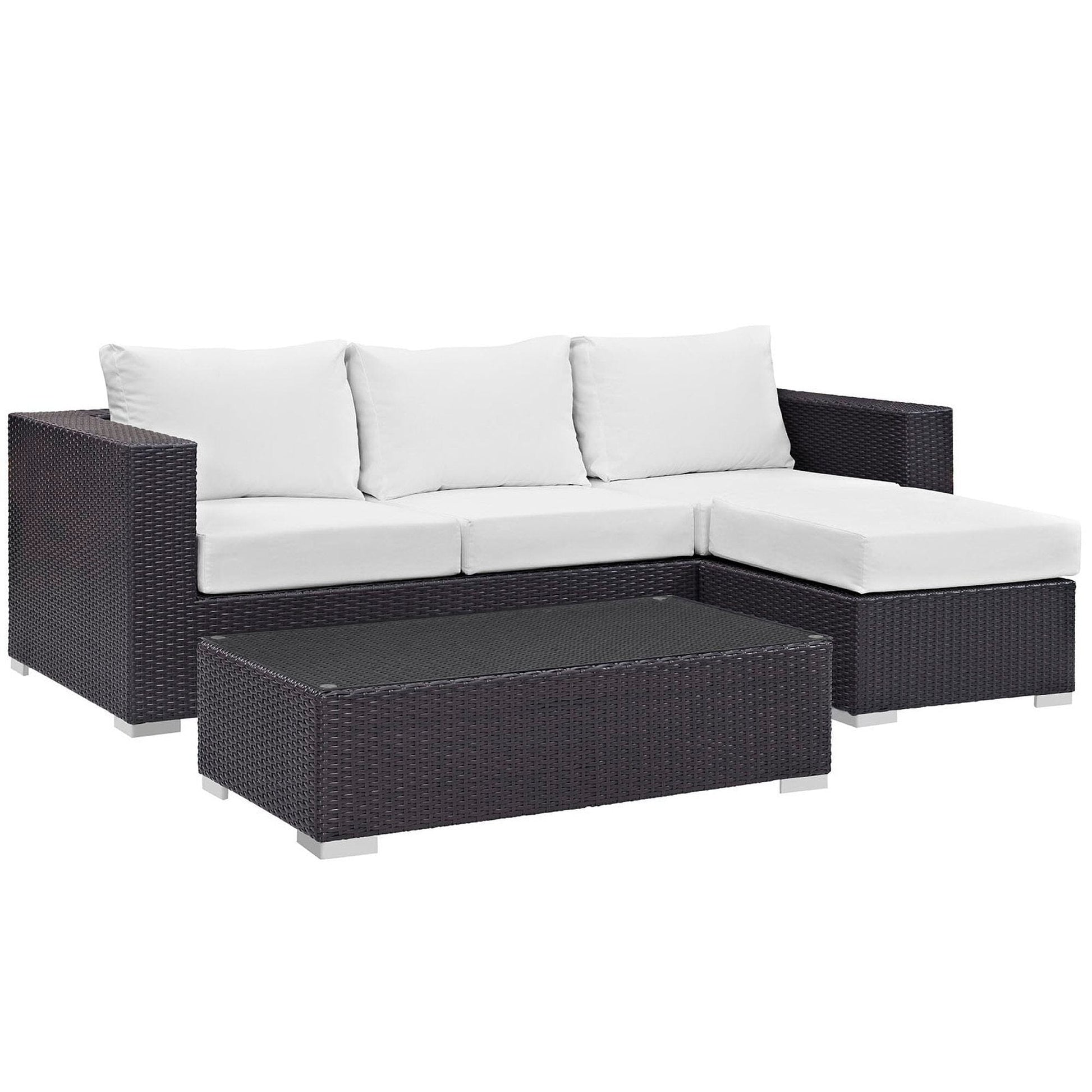 Convene 3 Piece Outdoor Patio Sofa Set in Espresso White by Modway (EEI-2178) Conversation Set Modway 
