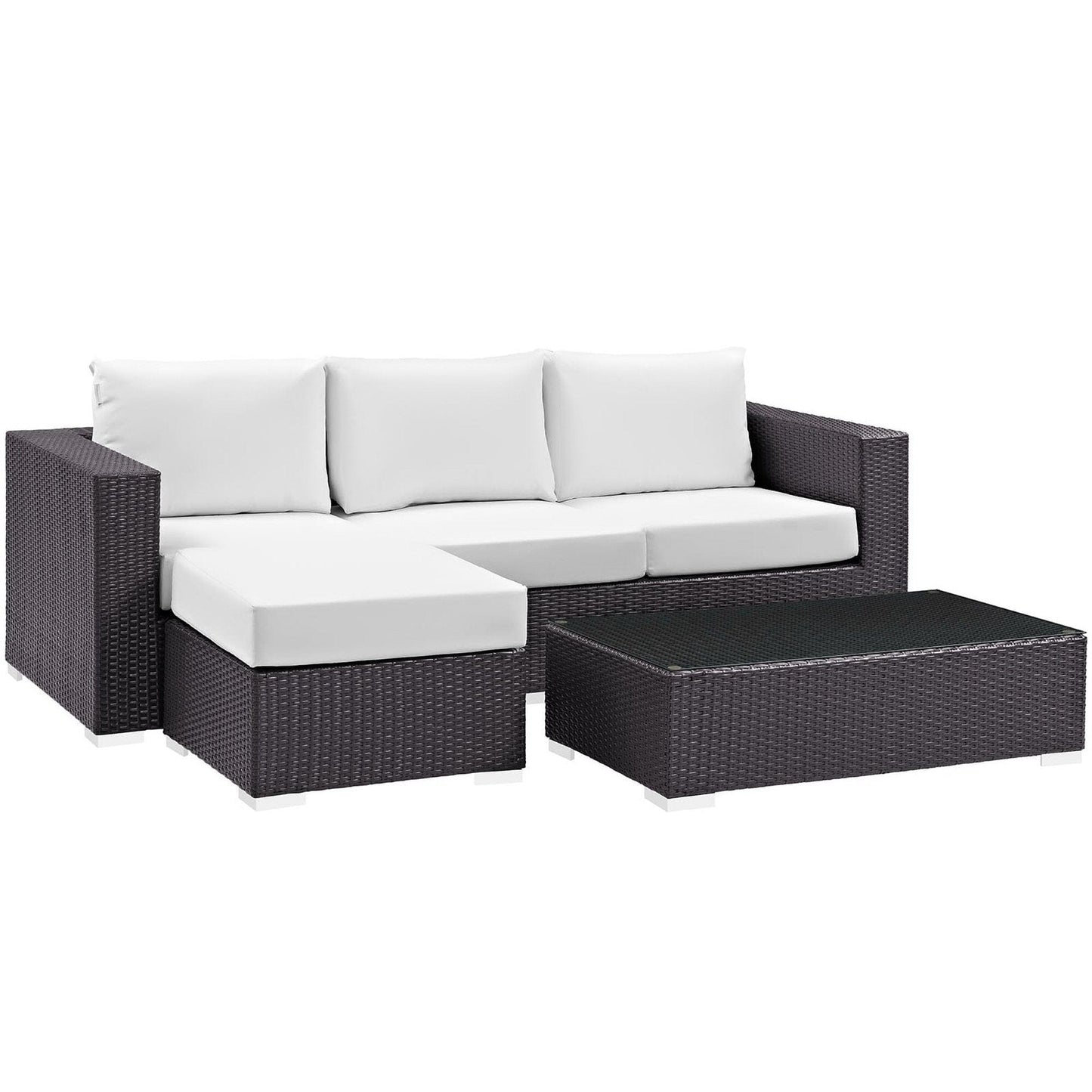Convene 3 Piece Outdoor Patio Sofa Set in Espresso White by Modway (EEI-2178) Conversation Set Modway 