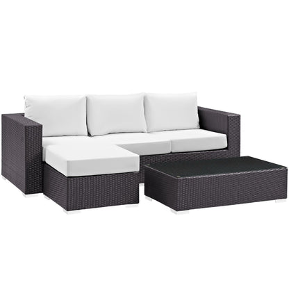 Convene 3 Piece Outdoor Patio Sofa Set in Espresso White by Modway (EEI-2178) Conversation Set Modway 