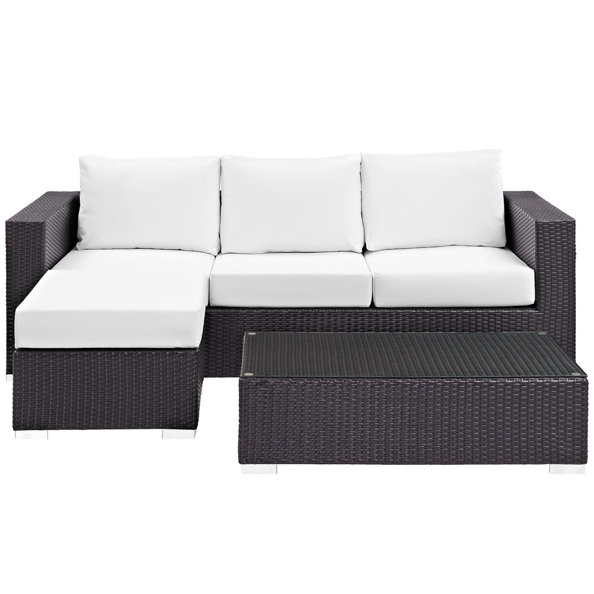 Convene 3 Piece Outdoor Patio Sofa Set in Espresso White by Modway (EEI-2178) Conversation Set Modway 
