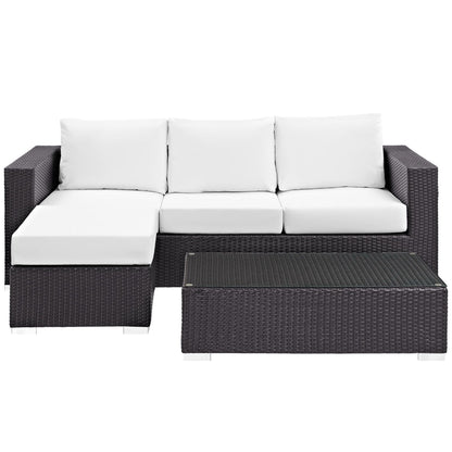 Convene 3 Piece Outdoor Patio Sofa Set in Espresso White by Modway (EEI-2178) Conversation Set Modway 