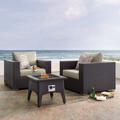 Convene 3 Piece Set Outdoor Patio with Fire Pit in Espresso Beige by Modway (EEI-3727) Conversation Set Modway 