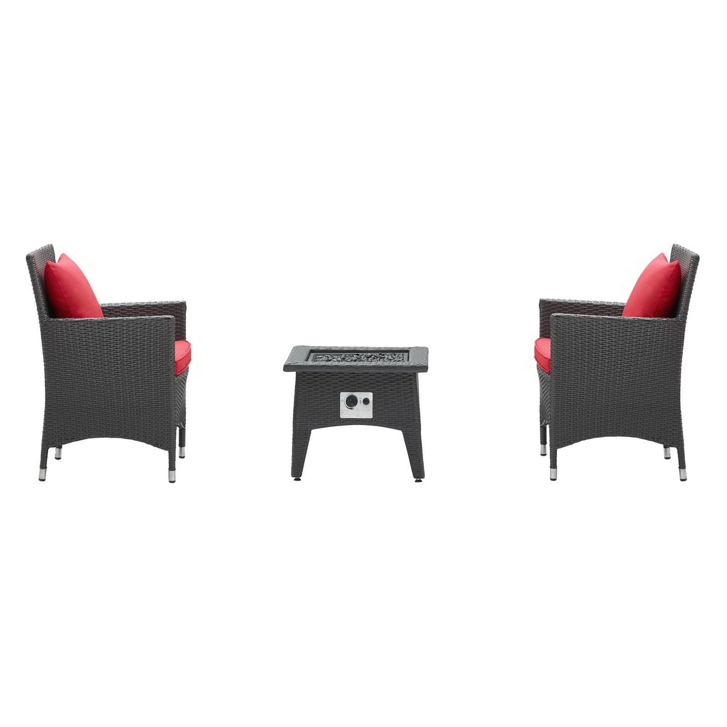 Convene 3 Piece Set Outdoor Patio with Fire Pit in Espresso Red by Modway (EEI-3729) Conversation Set Modway 