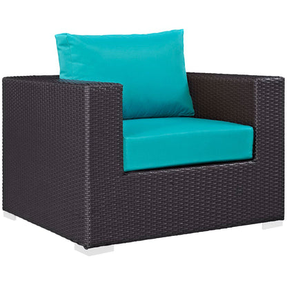 Convene 3 Piece Set Outdoor Patio with Fire Pit in Espresso Turquois by Modway (EEI-3727) Conversation Set Modway 
