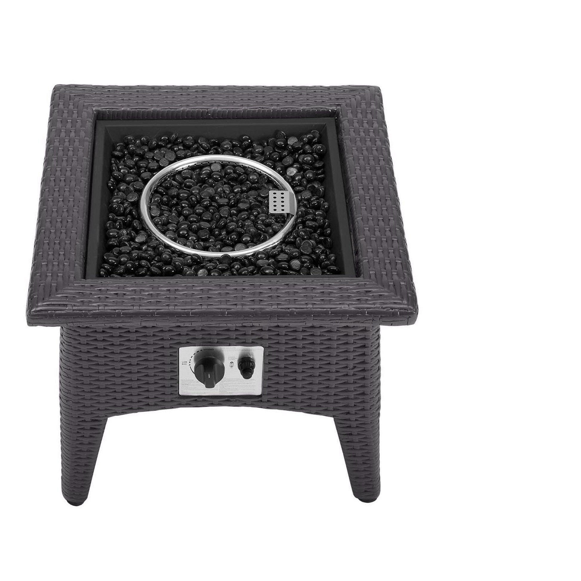 Convene 3 Piece Set Outdoor Patio with Fire Pit in Espresso Turquoise by Modway (EEI-3729) Conversation Set Modway 
