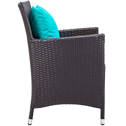 Convene 3 Piece Set Outdoor Patio with Fire Pit in Espresso Turquoise by Modway (EEI-3729) Conversation Set Modway 