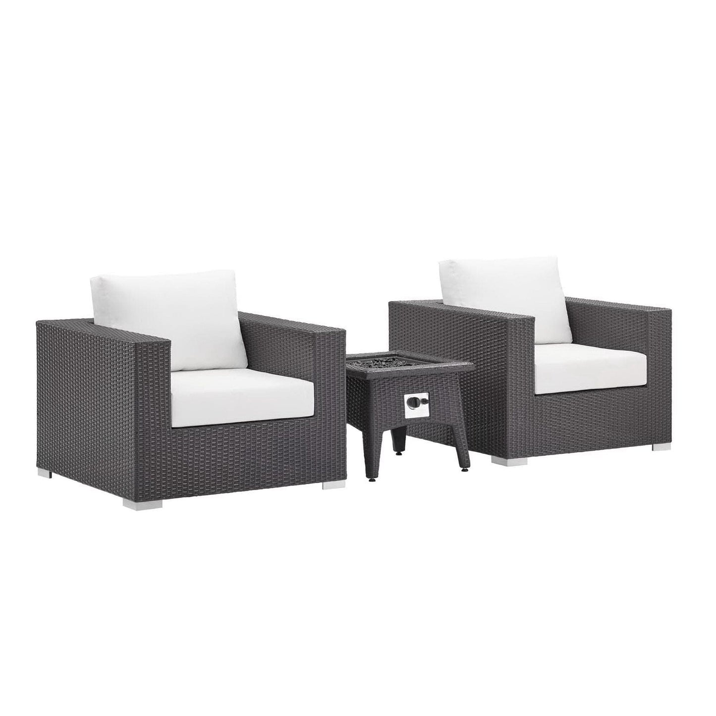 Convene 3 Piece Set Outdoor Patio with Fire Pit in Espresso White by Modway (EEI-3727) Conversation Set Modway 