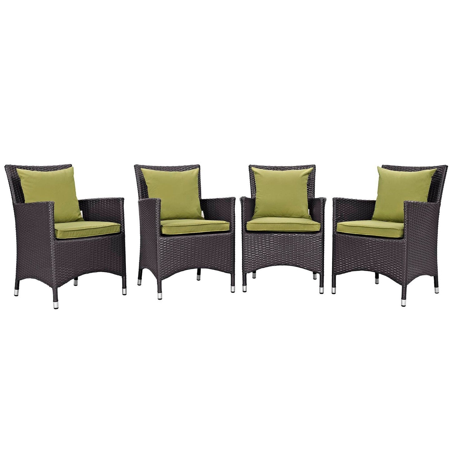 Convene 4 Piece Outdoor Patio Dining Set in Espresso Peridot by Modway (EEI-2190) Dining Chair Modway 