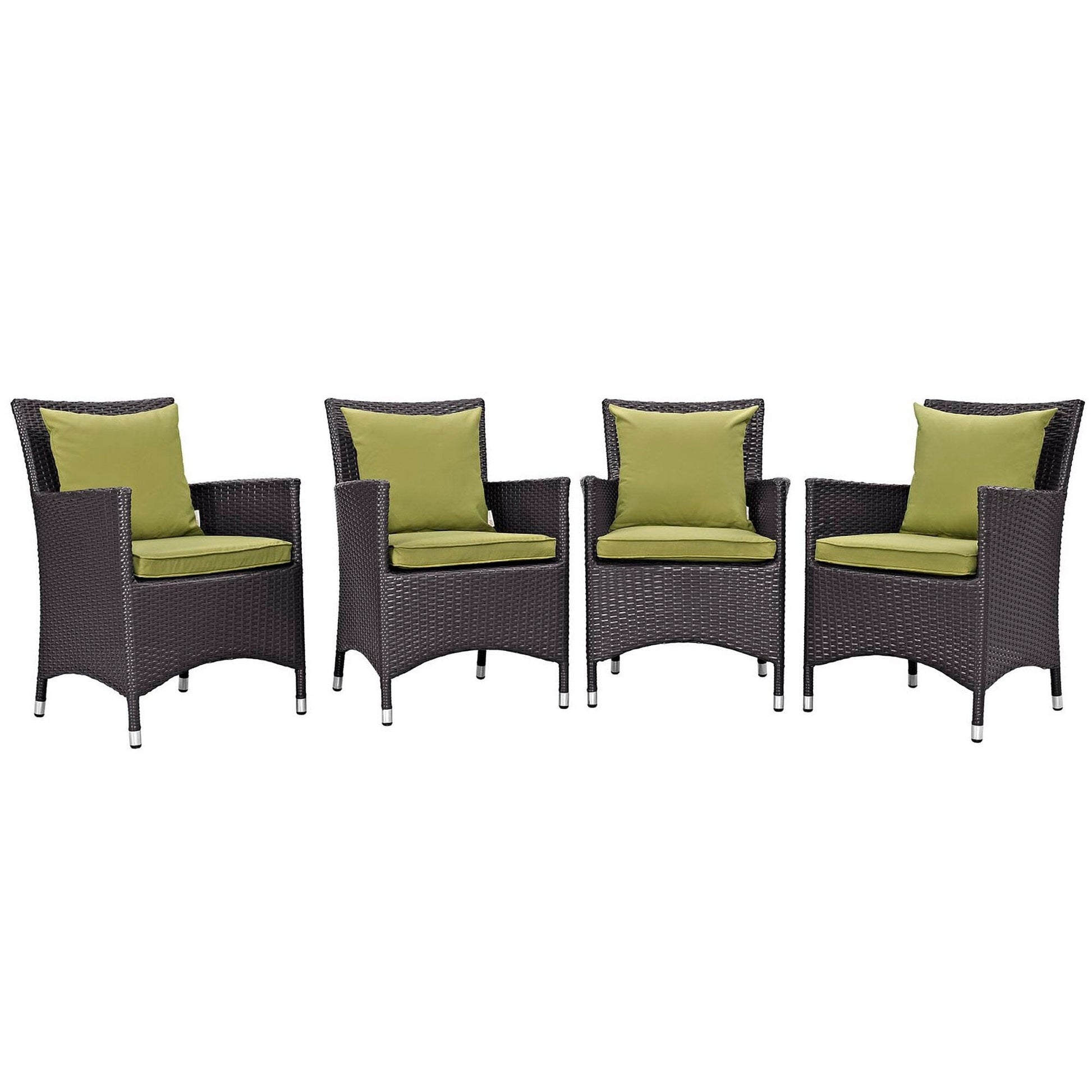 Convene 4 Piece Outdoor Patio Dining Set in Espresso Peridot by Modway (EEI-2190) Dining Chair Modway 