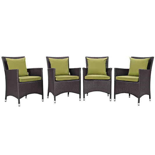 Convene 4 Piece Outdoor Patio Dining Set in Espresso Peridot by Modway (EEI-2190) Dining Chair Modway 
