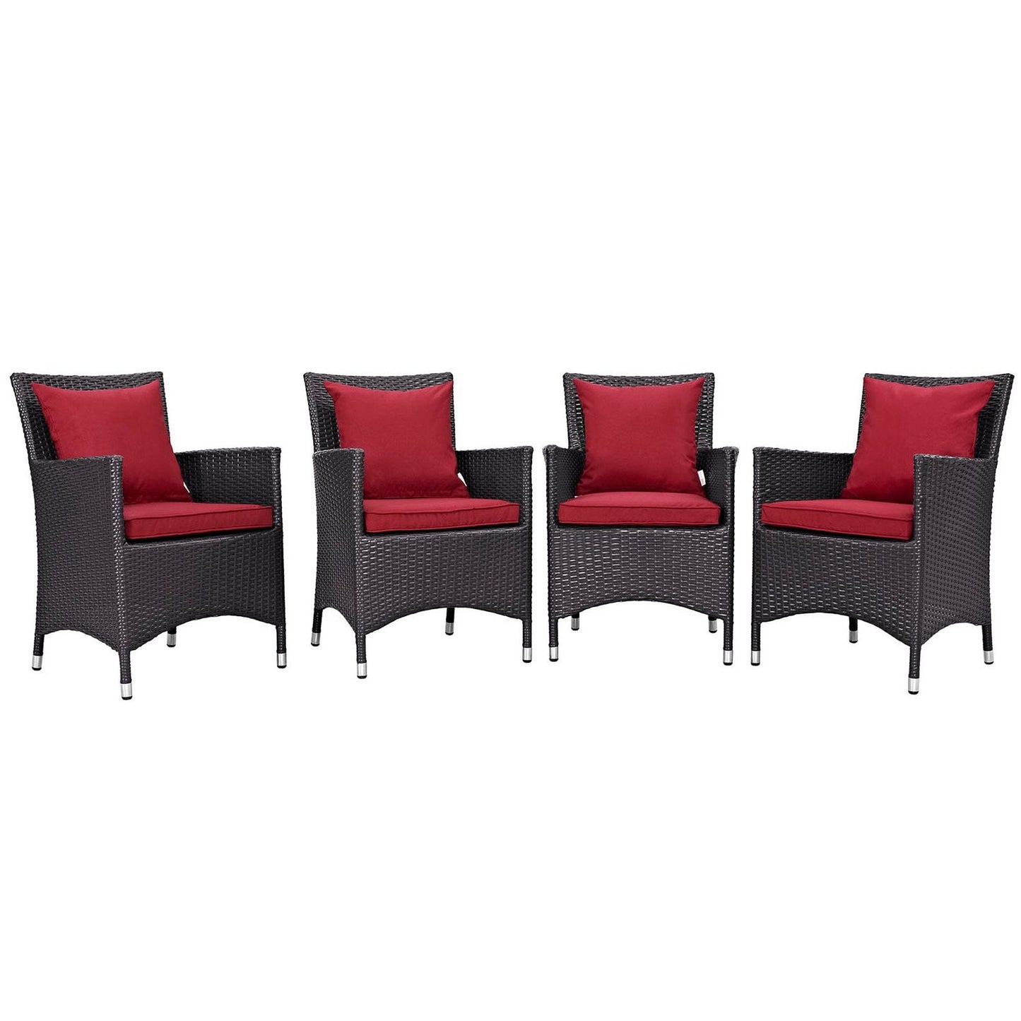 Convene 4 Piece Outdoor Patio Dining Set in Espresso Red by Modway (EEI-2190) Dining Chair Modway 