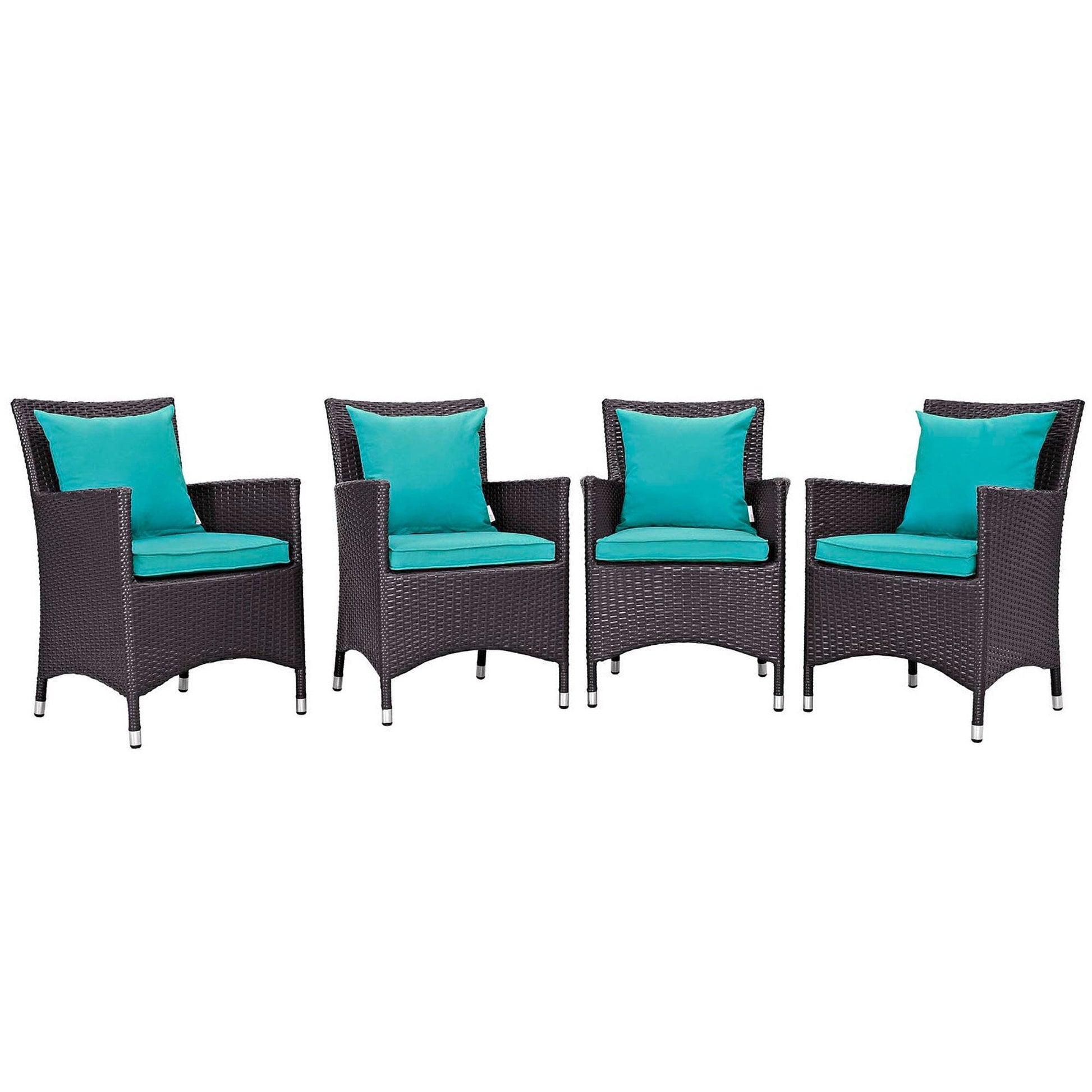 Convene 4 Piece Outdoor Patio Dining Set in Espresso Turquoise by Modway (EEI-2190) Dining Chair Modway 