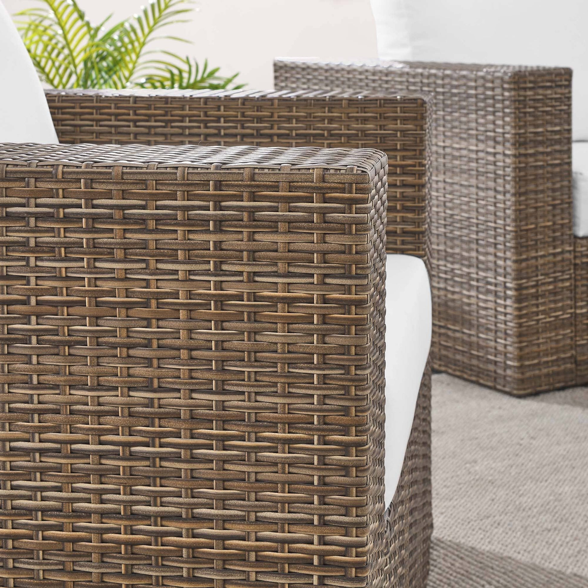 Convene 4-Piece Outdoor Patio Furniture Set in Cappuccino White by Modway (EEI-6328) Conversation Set Modway 