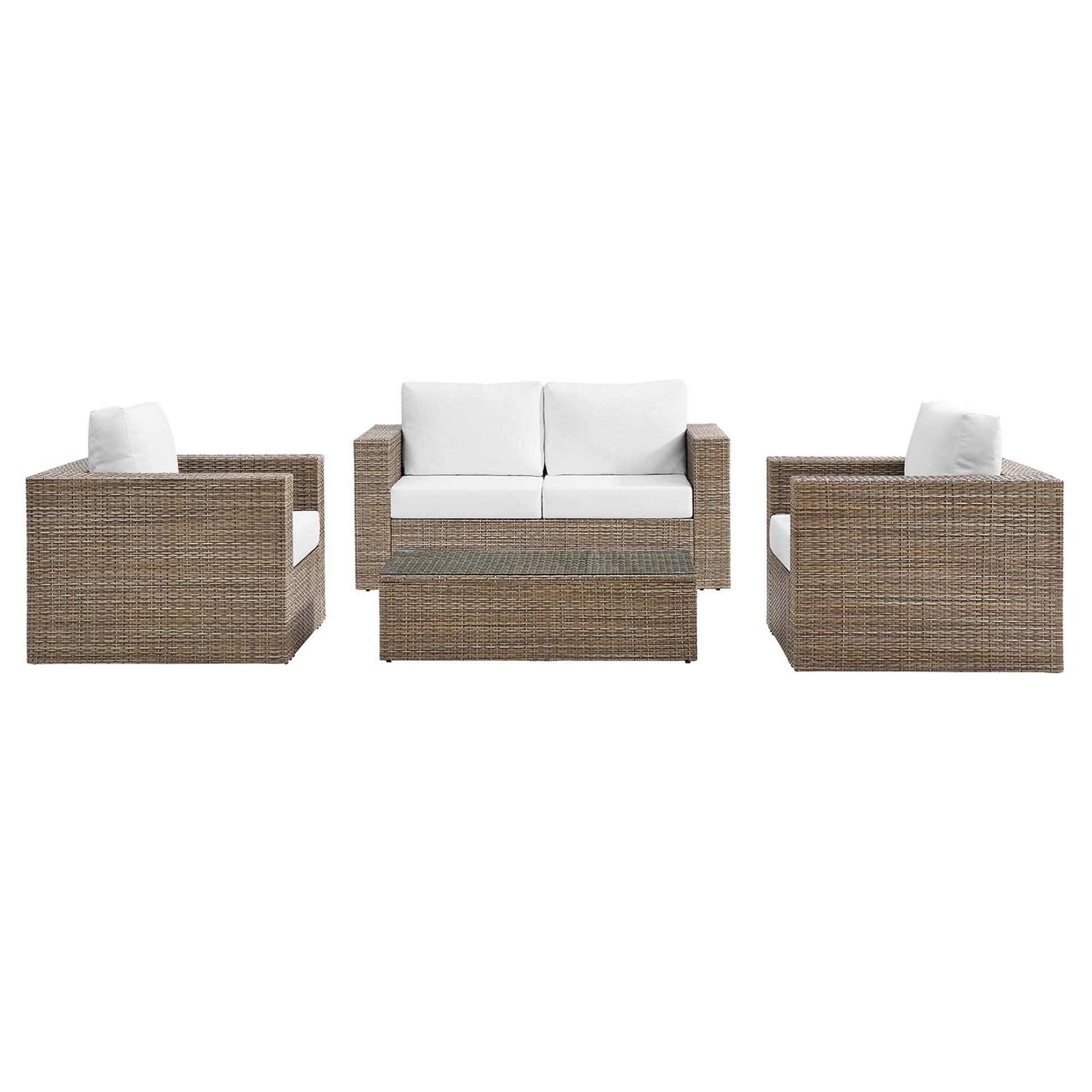 Convene 4-Piece Outdoor Patio Furniture Set in Cappuccino White by Modway (EEI-6328) Conversation Set Modway 