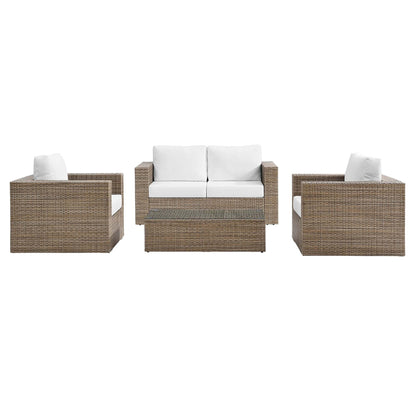 Convene 4-Piece Outdoor Patio Furniture Set in Cappuccino White by Modway (EEI-6328) Conversation Set Modway 