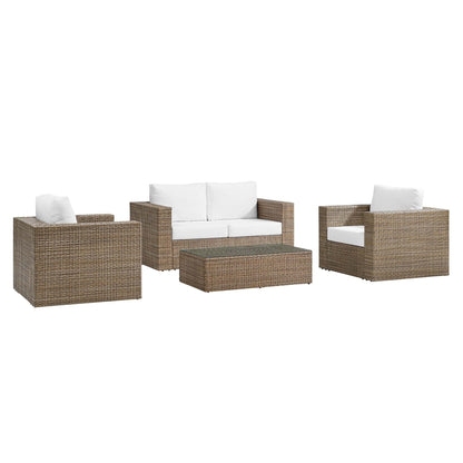 Convene 4-Piece Outdoor Patio Furniture Set in Cappuccino White by Modway (EEI-6328) Conversation Set Modway 