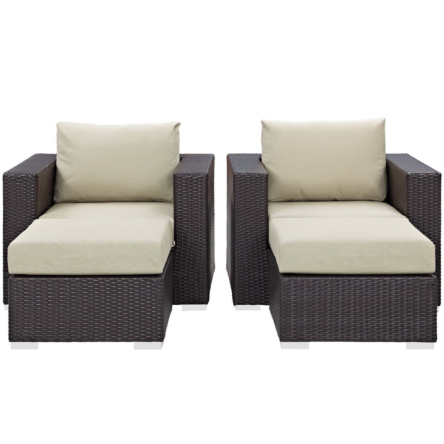 Convene 4 Piece Outdoor Patio Sectional Set in Espresso Beige by Modway Conversation Set Modway 