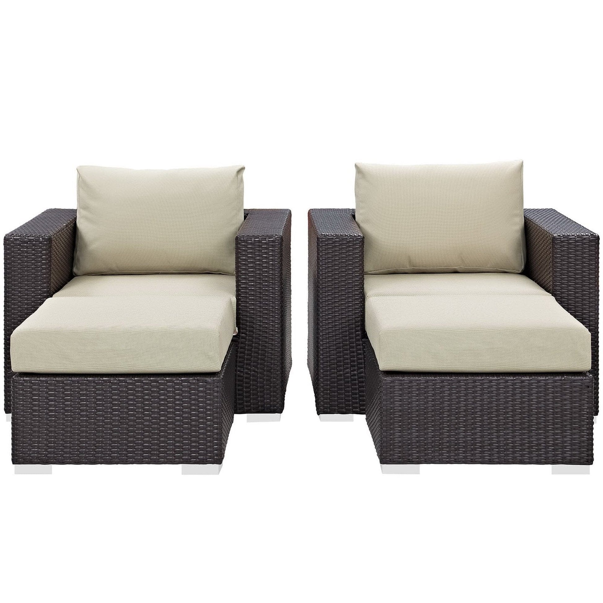 Convene 4 Piece Outdoor Patio Sectional Set in Espresso Beige by Modway Conversation Set Modway 