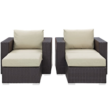 Convene 4 Piece Outdoor Patio Sectional Set in Espresso Beige by Modway Conversation Set Modway 