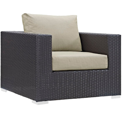 Convene 4 Piece Outdoor Patio Sectional Set in Espresso Beige by Modway Conversation Set Modway 
