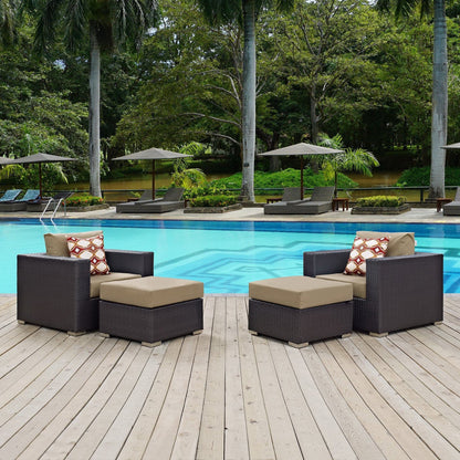 Convene 4 Piece Outdoor Patio Sectional Set in Espresso Mocha by Modway (EEI-2367) Sectional Set Modway 