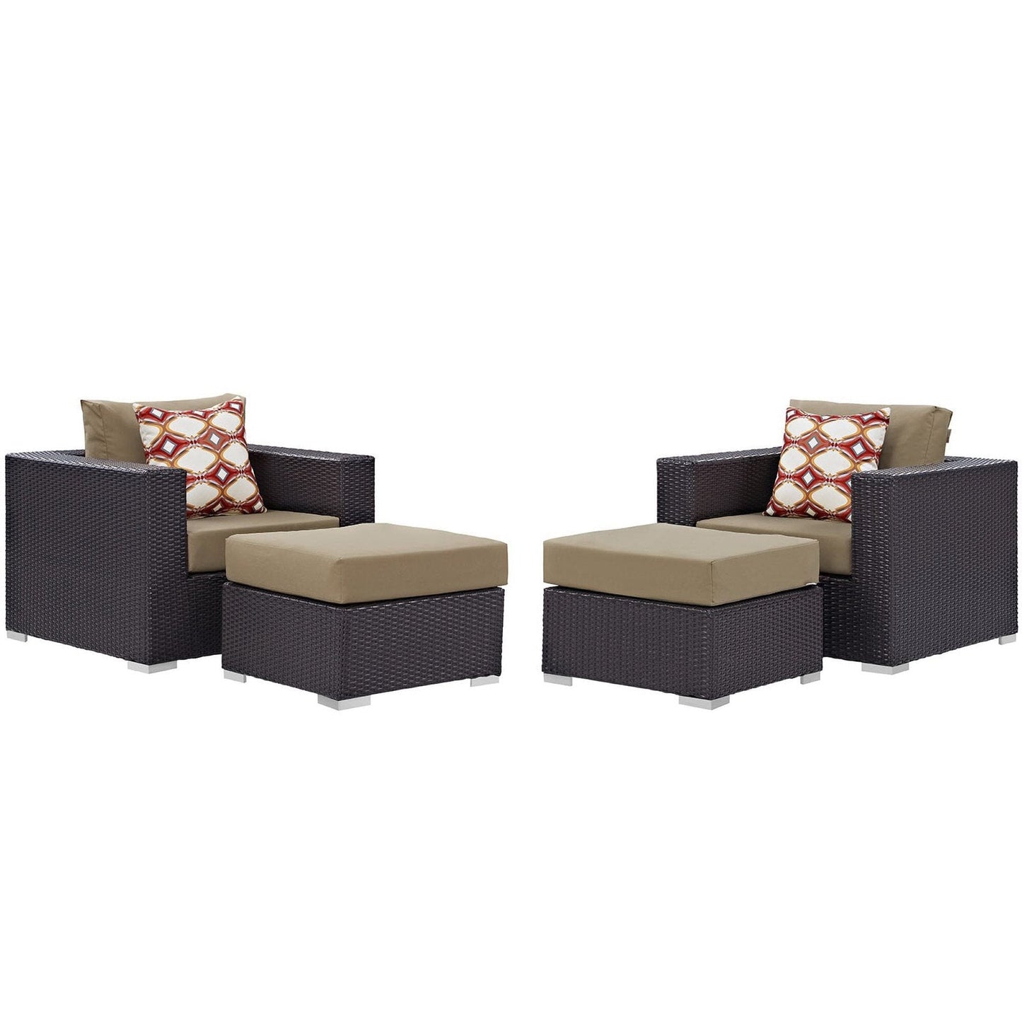 Convene 4 Piece Outdoor Patio Sectional Set in Espresso Mocha by Modway (EEI-2367) Sectional Set Modway 