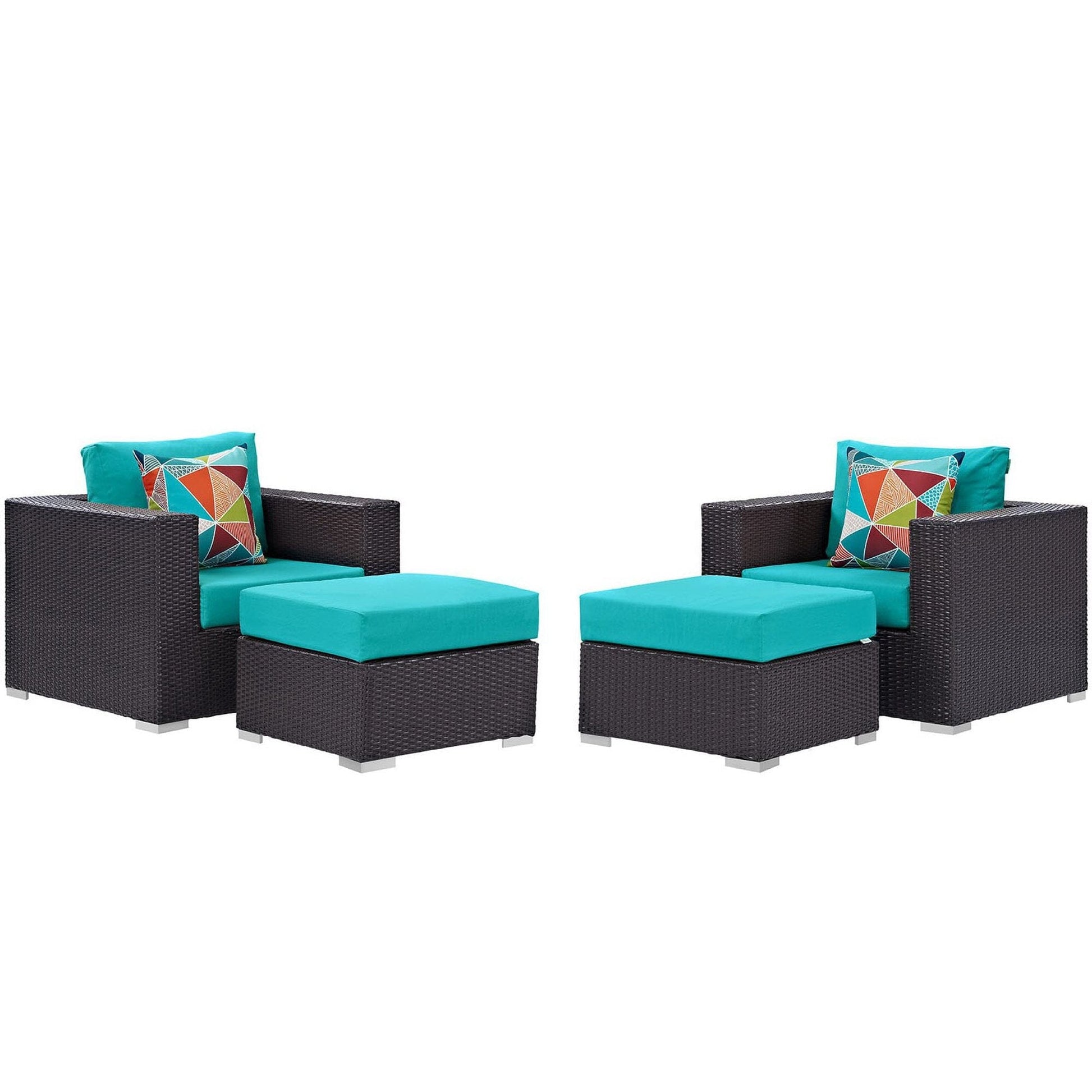 Convene 4 Piece Outdoor Patio Sectional Set in Espresso Turquoise by Modway (EEI-2367) Sectional Set Modway 