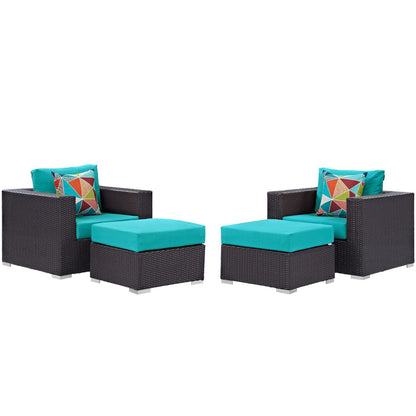 Convene 4 Piece Outdoor Patio Sectional Set in Espresso Turquoise by Modway (EEI-2367) Sectional Set Modway 