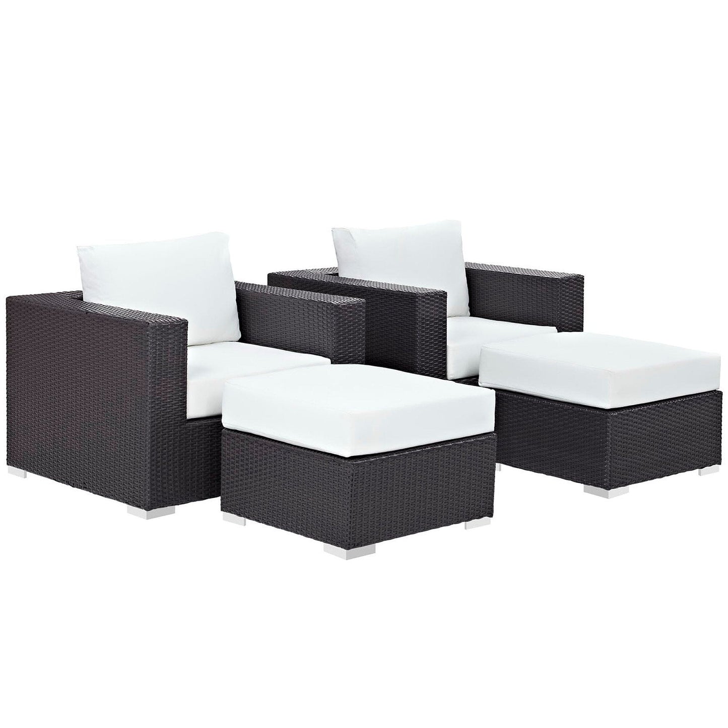 Convene 4 Piece Outdoor Patio Sectional Set in Espresso White by Modway (EEI-2202) Sectional Set Modway 