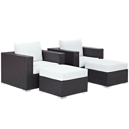 Convene 4 Piece Outdoor Patio Sectional Set in Espresso White by Modway (EEI-2202) Sectional Set Modway 