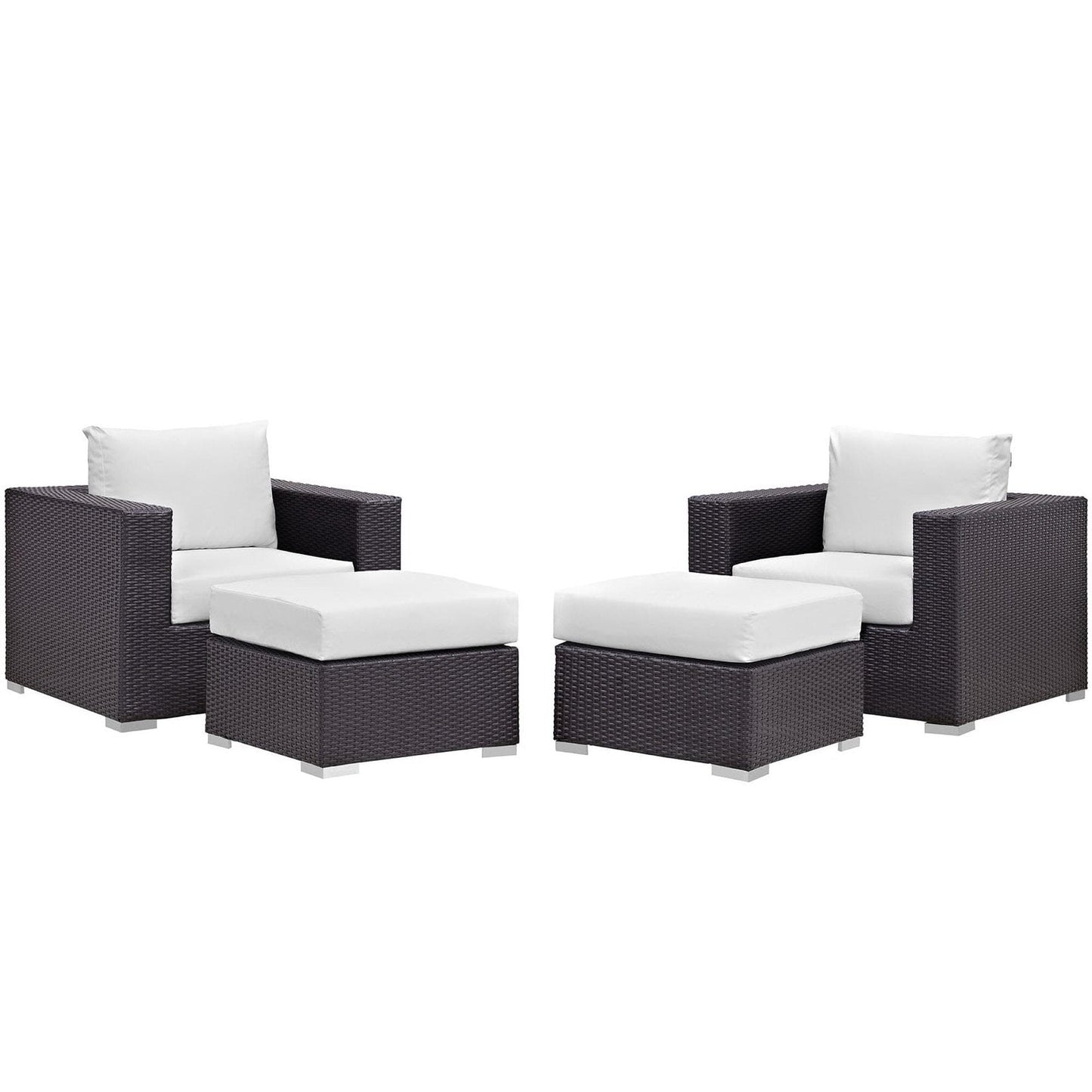 Convene 4 Piece Outdoor Patio Sectional Set in Espresso White by Modway (EEI-2202) Sectional Set Modway 