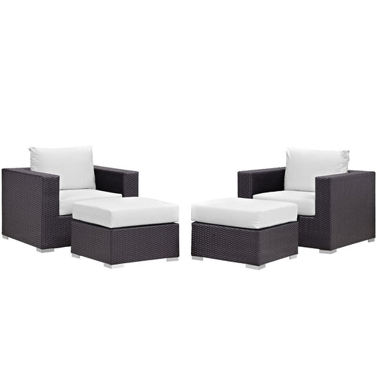 Convene 4 Piece Outdoor Patio Sectional Set in Espresso White by Modway (EEI-2202) Sectional Set Modway 