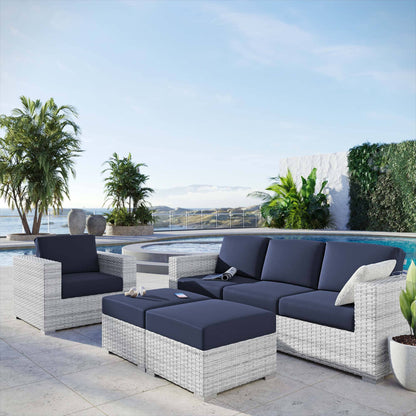 Convene 4-Piece Outdoor Patio Set in Light Gray Navy by Modway (EEI-5451) Conversation Set Modway 