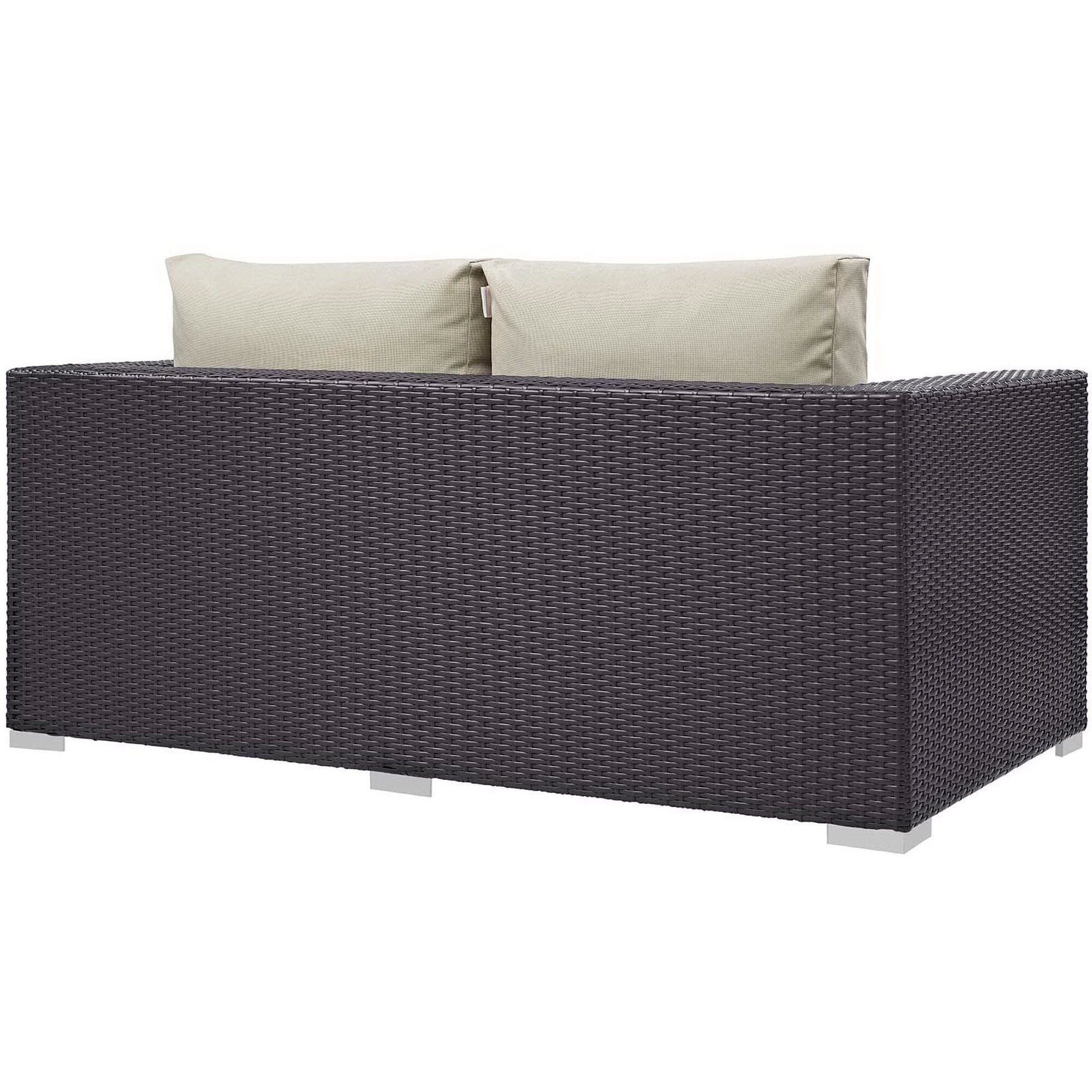 Convene 4 Piece Set Outdoor Patio with Fire Pit in Espresso Beige by Modway (EEI-3725) Conversation Set Modway 