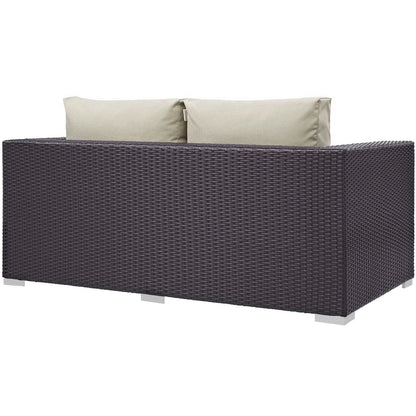Convene 4 Piece Set Outdoor Patio with Fire Pit in Espresso Beige by Modway (EEI-3725) Conversation Set Modway 