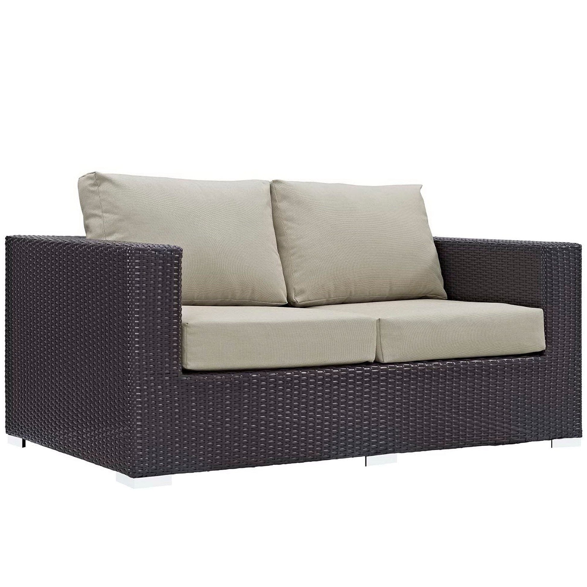 Convene 4 Piece Set Outdoor Patio with Fire Pit in Espresso Beige by Modway (EEI-3725) Conversation Set Modway 