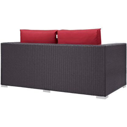 Convene 4 Piece Set Outdoor Patio with Fire Pit in Espresso Red by Modway (EEI-3725) Conversation Set Modway 