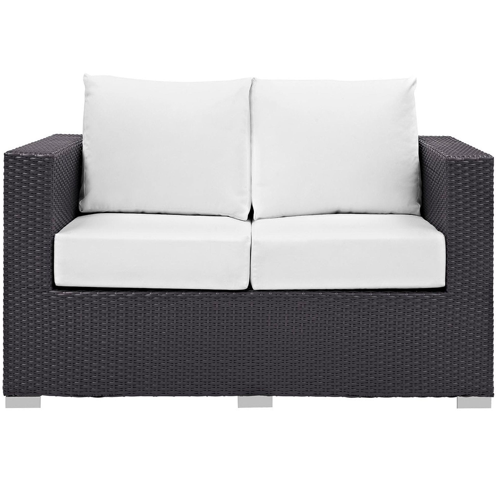 Convene 4 Piece Set Outdoor Patio with Fire Pit in Espresso White by Modway (EEI-3725) Conversation Set Modway 