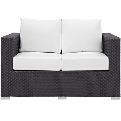 Convene 4 Piece Set Outdoor Patio with Fire Pit in Espresso White by Modway (EEI-3725) Conversation Set Modway 