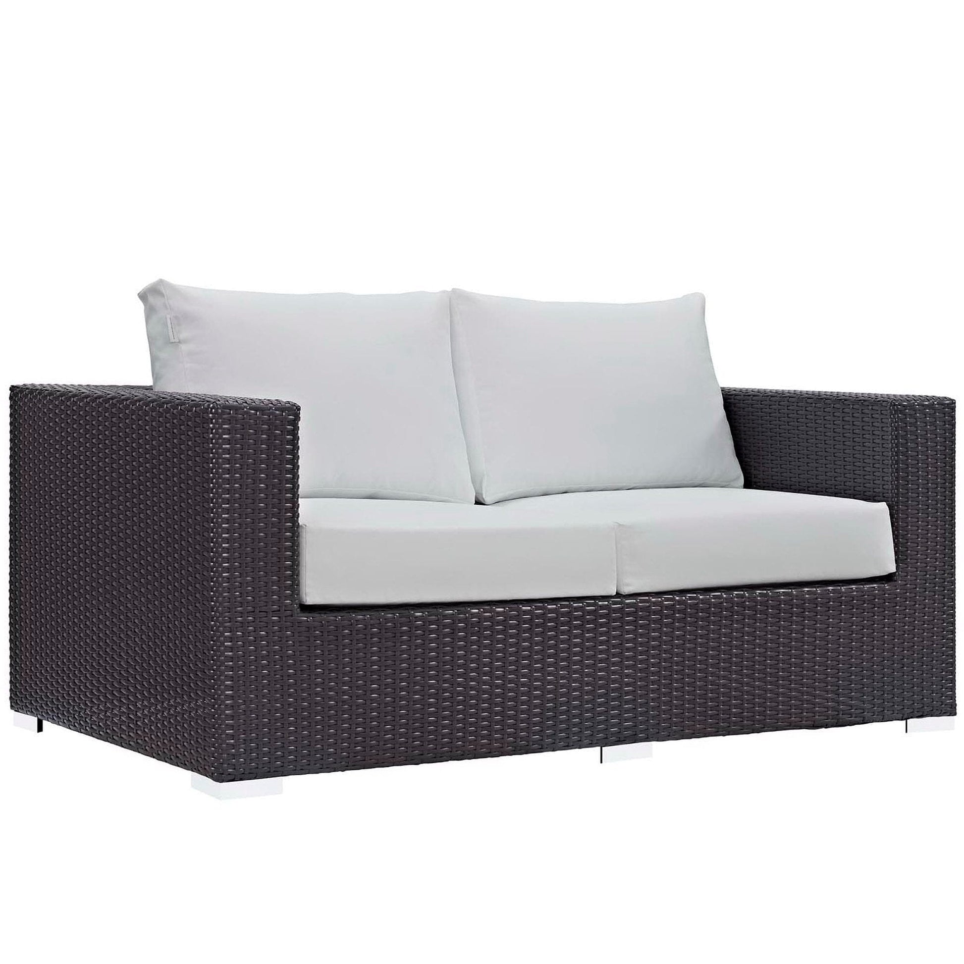 Convene 4 Piece Set Outdoor Patio with Fire Pit in Espresso White by Modway (EEI-3725) Conversation Set Modway 