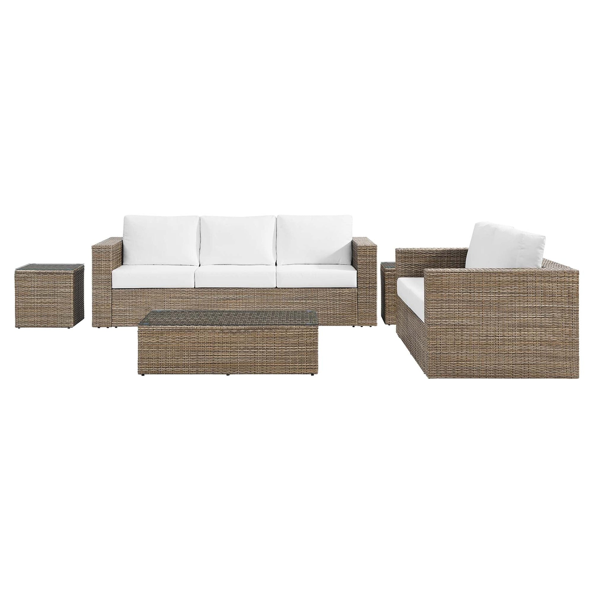 Convene 5-Piece Outdoor Patio Furniture Set in Cappuccino White by Modway (EEI-6331) Conversation Set Modway 