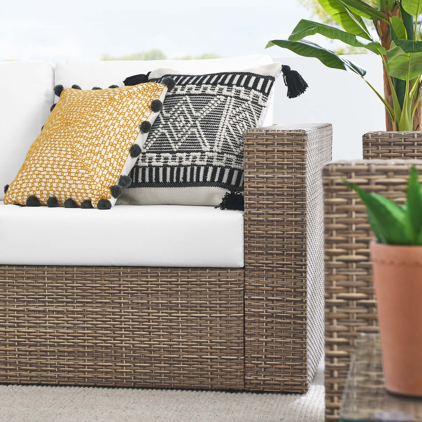 Convene 5-Piece Outdoor Patio Furniture Set in Cappuccino White by Modway (EEI-6331) Conversation Set Modway 