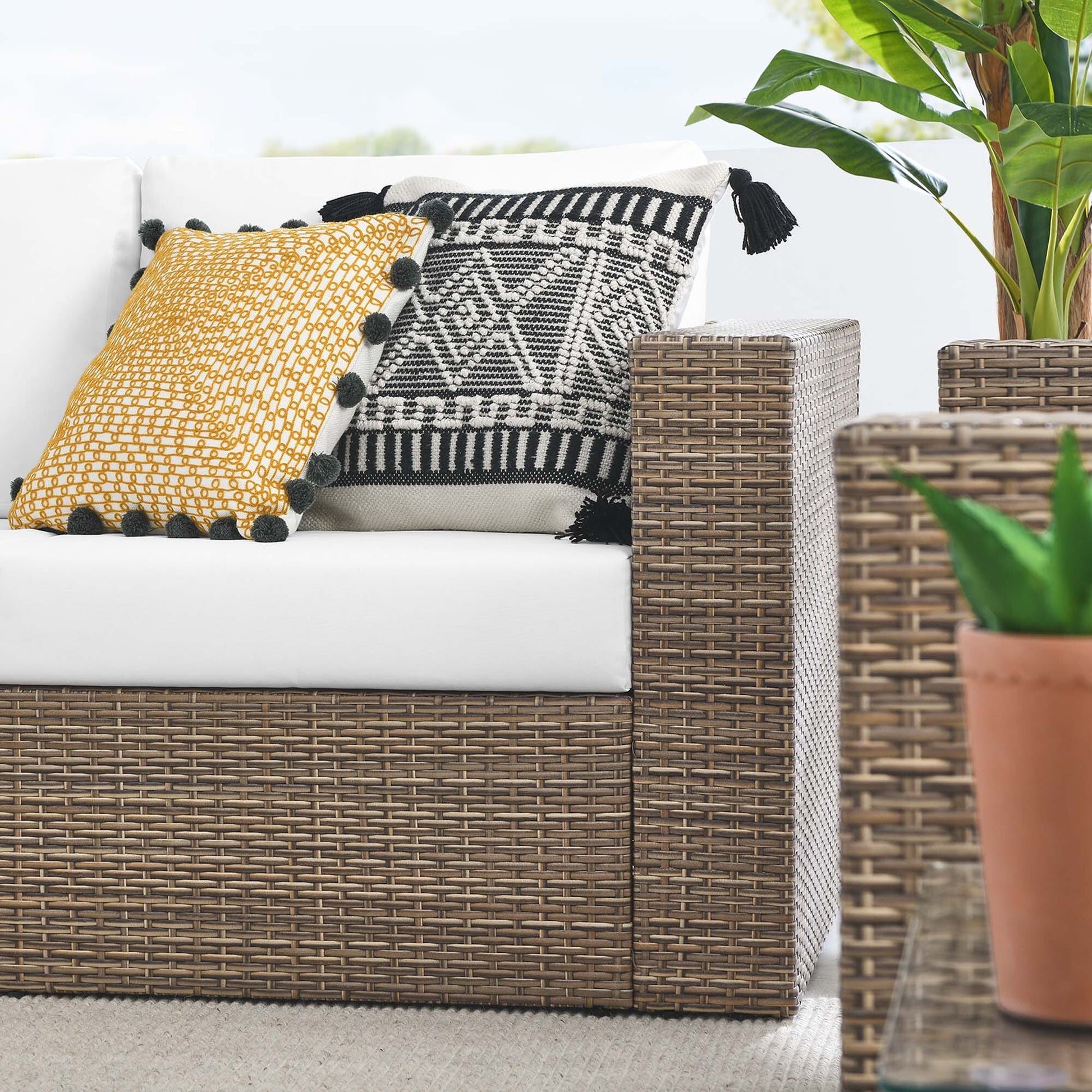 Convene 5-Piece Outdoor Patio Furniture Set in Cappuccino White by Modway (EEI-6331) Conversation Set Modway 