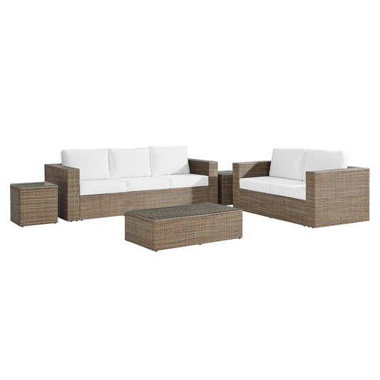 Convene 5-Piece Outdoor Patio Furniture Set in Cappuccino White by Modway (EEI-6331) Conversation Set Modway 